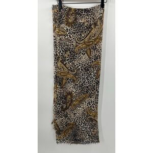 BEGG & CO Scotland 100% CASHMERE Scarf Shawl Leopard Paisley Animal Print 75x25